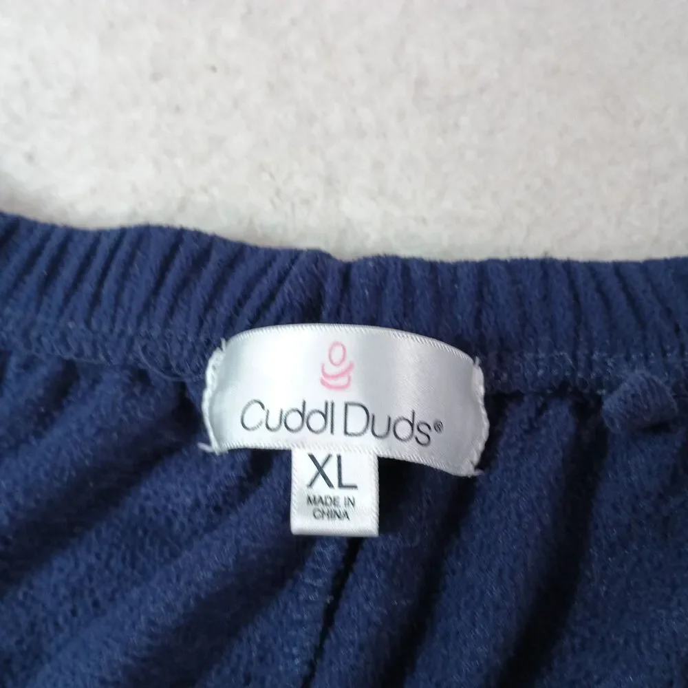 Cuddl Duds Plush Fleece Lounge Set XL Navy Zip Jacket Pants Soft Cozy Pajamas